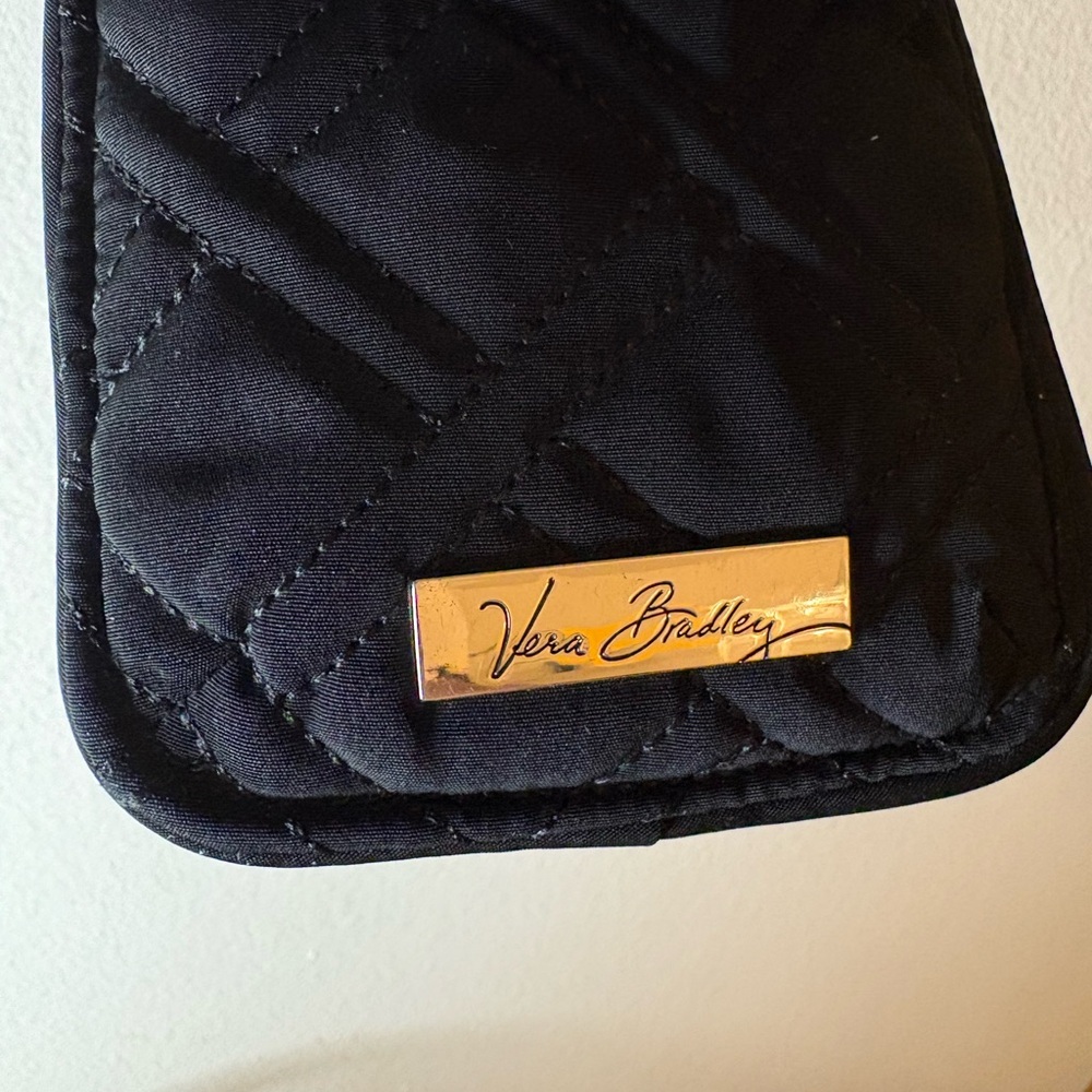 Vintage Vera Bradley Quilted Crossbody Phone Case Card Holder Black - Picture 8 of 10